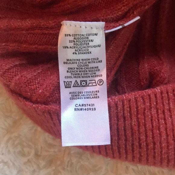 LOFT | Burnt Coral Ribbed Knit Button Down Cotton Cardigan - Picture 4 of 4